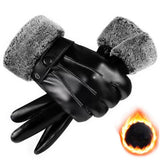 Maxbell Men Women Winter Gloves PU Leather Thick Warm Waterproof for Ski Outdoor Plush Wrist