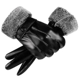 Maxbell Men Women Winter Gloves PU Leather Thick Warm Waterproof for Ski Outdoor Plush Wrist