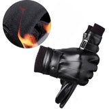 Maxbell Men Women Winter Gloves PU Leather Thick Warm Waterproof for Ski Outdoor Knitted Wrist