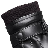 Maxbell Men Women Winter Gloves PU Leather Thick Warm Waterproof for Ski Outdoor Knitted Wrist