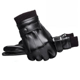 Maxbell Men Women Winter Gloves PU Leather Thick Warm Waterproof for Ski Outdoor Knitted Wrist