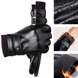 Maxbell Men Women Winter Gloves PU Leather Thick Warm Waterproof for Ski Outdoor Knitted Wrist