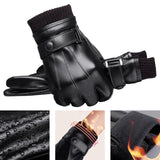 Maxbell Men Women Winter Gloves PU Leather Thick Warm Waterproof for Ski Outdoor Knitted Wrist