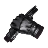 Maxbell Men Women Winter Gloves PU Leather Thick Warm Waterproof for Ski Outdoor Knitted Wrist