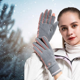 Maxbell Winter Warm Gloves Hiking Biking Forefinger Clamshell Touchscreen Gloves Gray