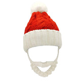 Maxbell Santa Hat with Beard Christmas Knitted Beanie for Carnival Fancy Dress Kid