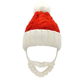 Maxbell Santa Hat with Beard Christmas Knitted Beanie for Carnival Fancy Dress Kid