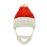 Maxbell Santa Hat with Beard Christmas Knitted Beanie for Carnival Fancy Dress Kid