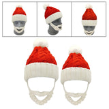 Maxbell Santa Hat with Beard Christmas Knitted Beanie for Carnival Fancy Dress Adult