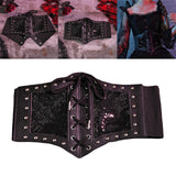Maxbell Punk Gothic Women Waist Belt Cummerbunds Stretch Decorative Wide Corset Belt