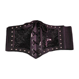 Maxbell Punk Gothic Women Waist Belt Cummerbunds Stretch Decorative Wide Corset Belt