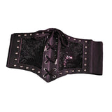 Maxbell Punk Gothic Women Waist Belt Cummerbunds Stretch Decorative Wide Corset Belt