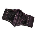 Maxbell Punk Gothic Women Waist Belt Cummerbunds Stretch Decorative Wide Corset Belt