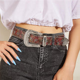 Maxbell Women Rhinestone Belt Adjustable Waist Strap Waistband Jeans