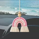 Maxbell Macrame Charm Hanging Ornament Bohemian Pendant for Apartment Bedroom Pink