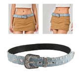 Maxbell Denim Waist Belt Eyelet Belt Retro Style Punk Waistband for Trousers Corset