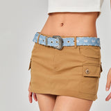 Maxbell Denim Waist Belt Eyelet Belt Retro Style Punk Waistband for Trousers Corset