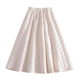 Maxbell Women Down Skirt Long Skirt with Pocket Winter Female Windproof Streetwear Beige