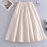 Maxbell Women Down Skirt Long Skirt with Pocket Winter Female Windproof Streetwear Beige