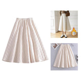 Maxbell Women Down Skirt Long Skirt with Pocket Winter Female Windproof Streetwear Beige