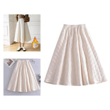 Maxbell Women Down Skirt Long Skirt with Pocket Winter Female Windproof Streetwear Beige