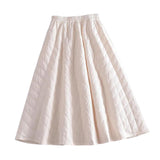 Maxbell Women Down Skirt Long Skirt with Pocket Winter Female Windproof Streetwear Beige