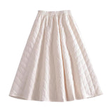 Maxbell Women Down Skirt Long Skirt with Pocket Winter Female Windproof Streetwear Beige