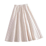 Maxbell Women Down Skirt Long Skirt with Pocket Winter Female Windproof Streetwear Beige