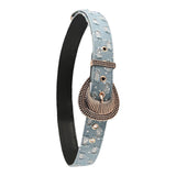 Maxbell Women Denim Waist Belt Metal Prong Buckle Casual Retro Style Punk Waist Band