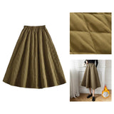 Maxbell Women Down Skirt Long Skirt with Pocket Winter Female Windproof Streetwear Green