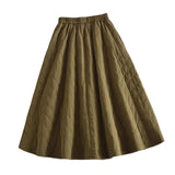 Maxbell Women Down Skirt Long Skirt with Pocket Winter Female Windproof Streetwear Green