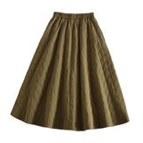 Maxbell Women Down Skirt Long Skirt with Pocket Winter Female Windproof Streetwear Green
