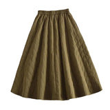 Maxbell Women Down Skirt Long Skirt with Pocket Winter Female Windproof Streetwear Green