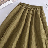 Maxbell Women Down Skirt Long Skirt with Pocket Winter Female Windproof Streetwear Green