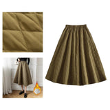 Maxbell Women Down Skirt Long Skirt with Pocket Winter Female Windproof Streetwear Green