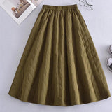 Maxbell Women Down Skirt Long Skirt with Pocket Winter Female Windproof Streetwear Green