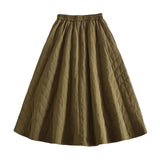 Maxbell Women Down Skirt Long Skirt with Pocket Winter Female Windproof Streetwear Green