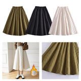 Maxbell Women Down Skirt Long Skirt with Pocket Winter Female Windproof Streetwear Black