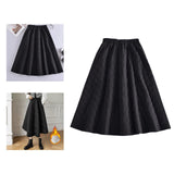 Maxbell Women Down Skirt Long Skirt with Pocket Winter Female Windproof Streetwear Black