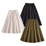 Maxbell Women Down Skirt Long Skirt with Pocket Winter Female Windproof Streetwear Black
