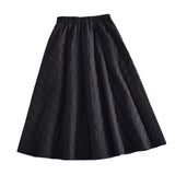 Maxbell Women Down Skirt Long Skirt with Pocket Winter Female Windproof Streetwear Black