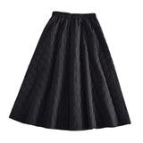 Maxbell Women Down Skirt Long Skirt with Pocket Winter Female Windproof Streetwear Black