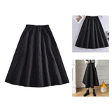 Maxbell Women Down Skirt Long Skirt with Pocket Winter Female Windproof Streetwear Black