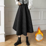 Maxbell Women Down Skirt Long Skirt with Pocket Winter Female Windproof Streetwear Black