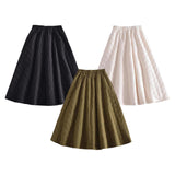 Maxbell Women Down Skirt Long Skirt with Pocket Winter Female Windproof Streetwear Black