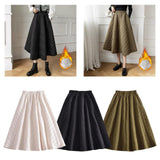 Maxbell Women Down Skirt Long Skirt with Pocket Winter Female Windproof Streetwear Black