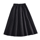 Maxbell Women Down Skirt Long Skirt with Pocket Winter Female Windproof Streetwear Black