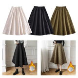 Maxbell Women Down Skirt Long Skirt with Pocket Winter Female Windproof Streetwear Black