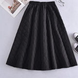 Maxbell Women Down Skirt Long Skirt with Pocket Winter Female Windproof Streetwear Black