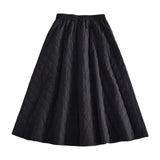 Maxbell Women Down Skirt Long Skirt with Pocket Winter Female Windproof Streetwear Black